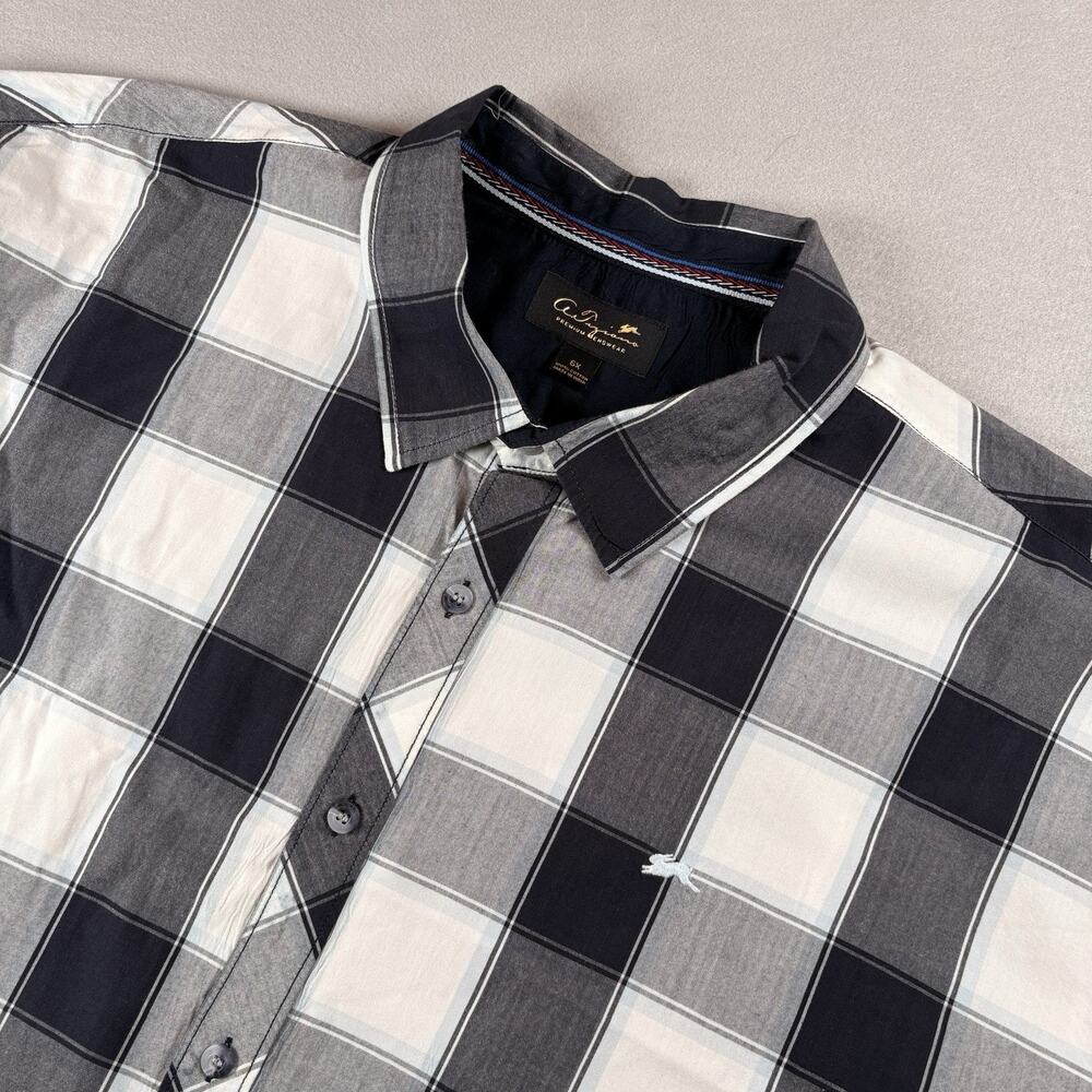 Tiziano Men's 6X Big Tall Black White Buffalo Check Shirt Short Sleeve